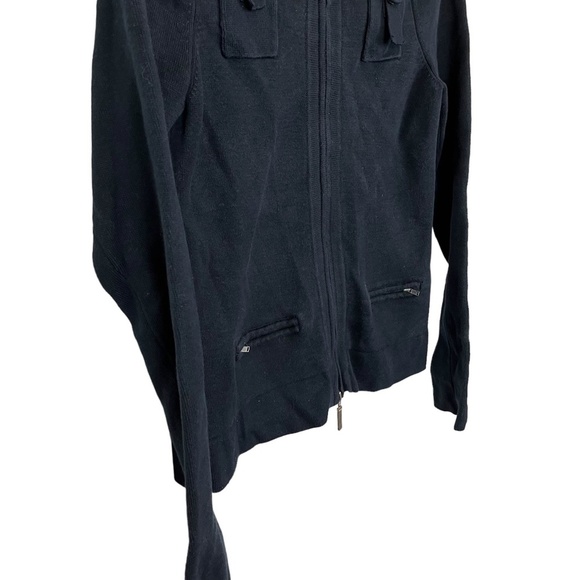 OLO Navy Blue Full Zip Knit Long Sleeve Cardigan Sweater Jacket Cotton Blend  L - Picture 7 of 16